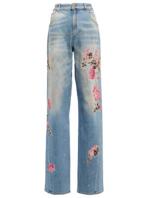 Voľné kvetinové džínsy Blumarine modrá