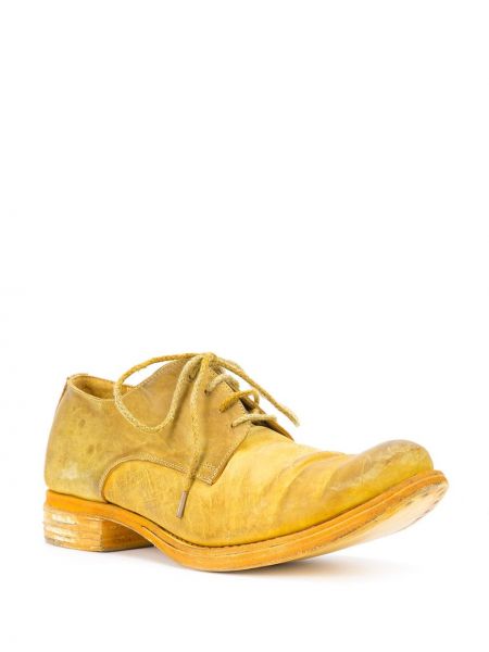 Zapatos derby con cordones desgastados A Diciannoveventitre amarillo
