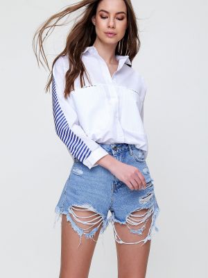 Prugasta košulja Trend Alaçatı Stili bijela