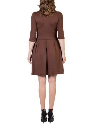 Расклешенное платье с рукавом 3/4 24seven Comfort Apparel коричневое