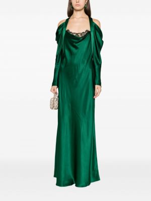 Satynowa sukienka wieczorowa Alberta Ferretti zielona