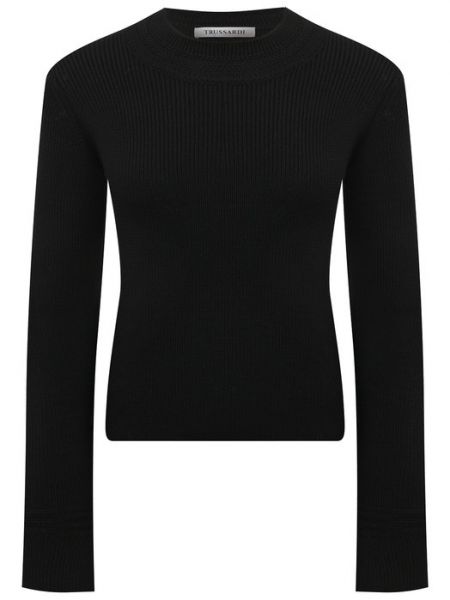 Шерстяной пуловер Trussardi черный