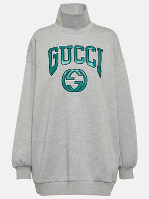 Džerzej bavlnená mikina Gucci sivá