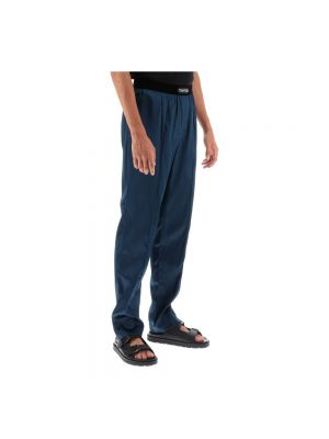 Niebieskie jedwabne spodnie sportowe Tom Ford