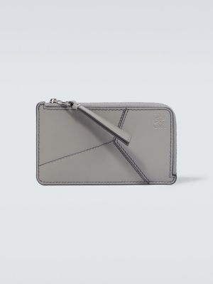 Kožená peňaženka na zips Loewe sivá
