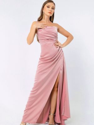 Satynowa sukienka wieczorowa Lafaba różowa