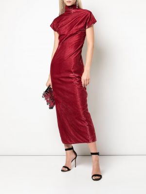 Vestido de noche de terciopelo‏‏‎ drapeado Paula Knorr rojo