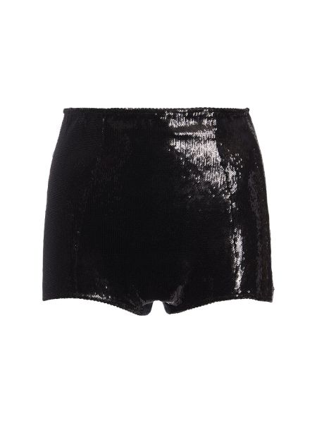 Pantaloncini con paillettes a vita alta Dolce & Gabbana nero