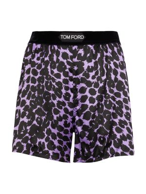 Pantaloni scurți cu imagine cu model leopard Tom Ford negru