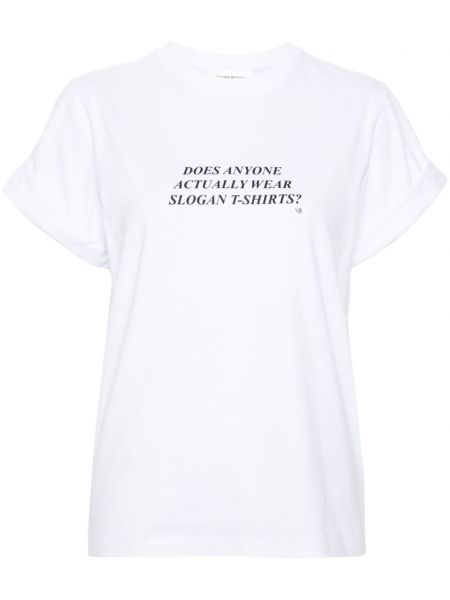 T-shirt avec imprimé slogan en coton à imprimé Victoria Beckham blanc