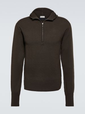 Vlněný svetr na zip Burberry hnědý