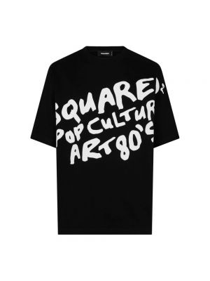 Koszulka bawełniana z nadrukiem Dsquared2 czarna