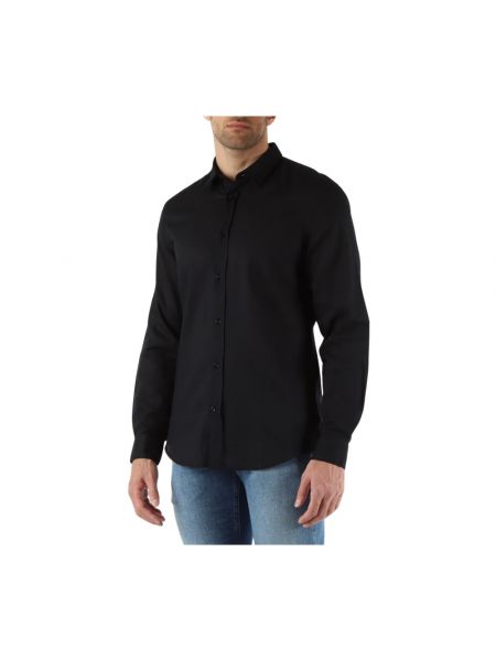 Camisa de lino slim fit de algodón Antony Morato negro