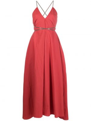 Bavlněné dlouhé šaty Brunello Cucinelli červené