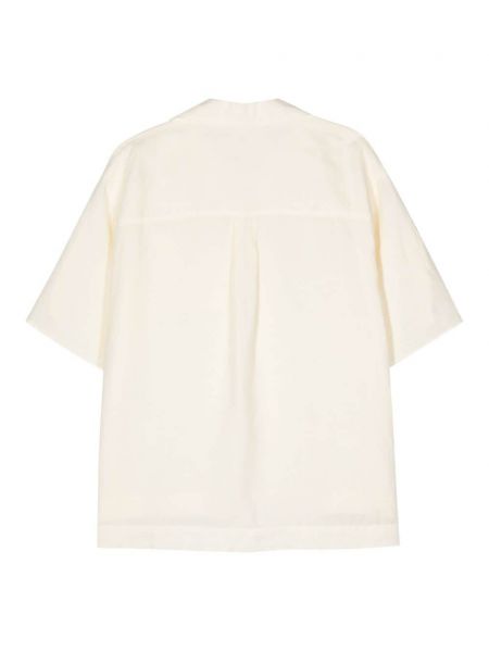 Leinen bluse mit v-ausschnitt Peserico weiß