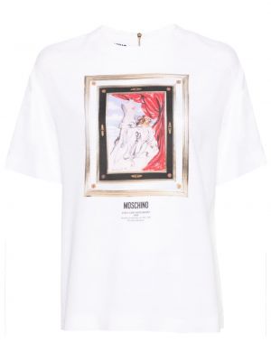 Bluză cu imagine din crep Moschino alb