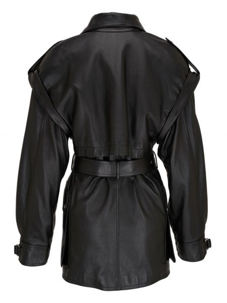 Płaszcz skórzany Saint Laurent czarny