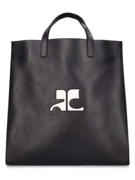 Δερμάτινη τσάντα shopper Courreges μαύρο