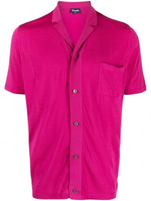 Памучна риза с копчета Drumohr розово