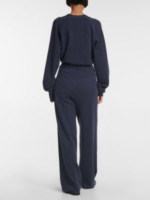 Kašmírové rovné kalhoty relaxed fit Extreme Cashmere modré