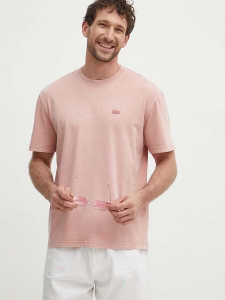 Pamučna majica Lacoste ružičasta