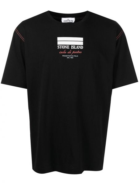 Camiseta con estampado Stone Island negro