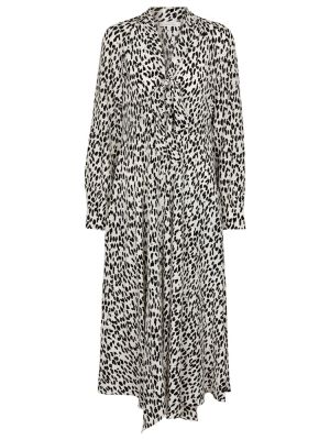 Svilena midi obleka s potiskom z leopardjim vzorcem Dorothee Schumacher črna