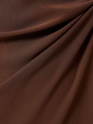 Krepové hedvábné dlouhé šaty Matteau hnědé