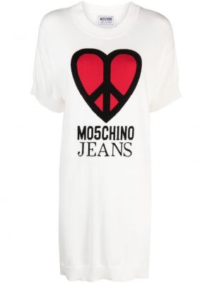 Denim obleka Moschino Jeans bela