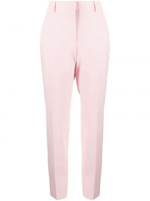 Bavlněné rovné kalhoty s páskem z polyesteru Boutique Moschino - růžová