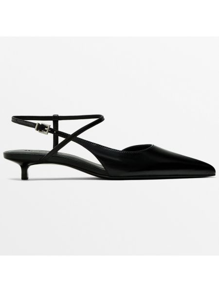 Туфли на каблуке с пряжкой Massimo Dutti черные