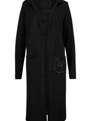 Пальто с пайетками с капюшоном Bpc Selection черное