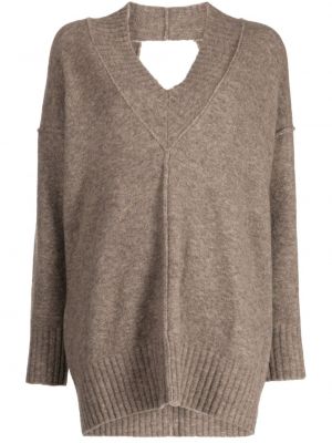 Пуловер с v-образно деколте Isabel Benenato кафяво
