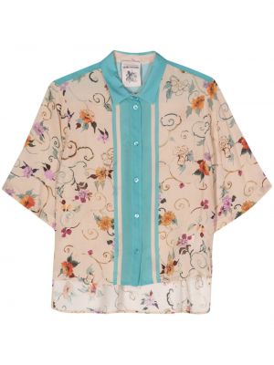 Krepa krekls ar ziediem ar apdruku Semicouture bēšs