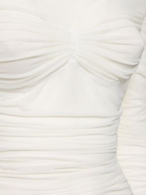 Robe longue en mesh drapé Mugler blanc