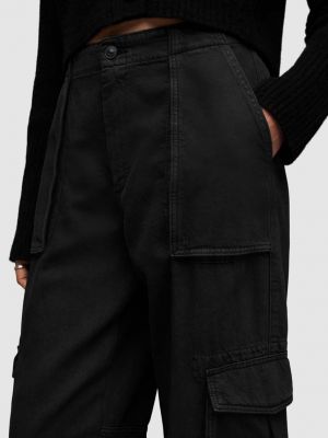 Bavlněné rovné kalhoty Allsaints černé