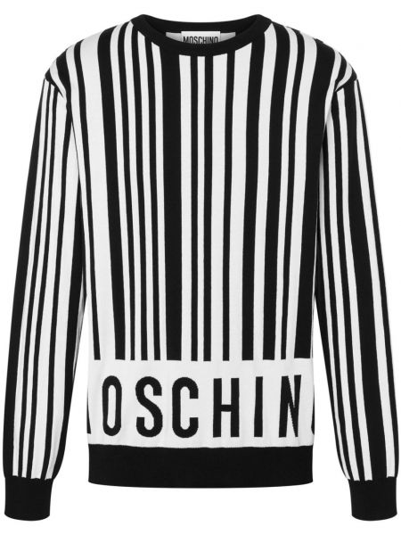 Kokvilnas garš džemperis ar apdruku Moschino melns