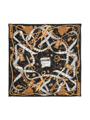 Fular de mătase cu imagine Moschino negru