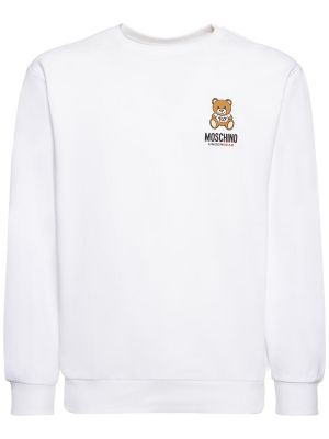 Sweter bawełniany z nadrukiem Moschino Underwear biały
