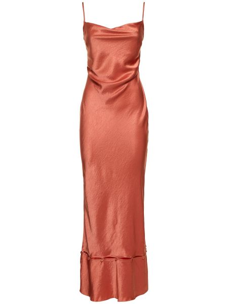 Saténové dlouhé šaty Nanushka růžové