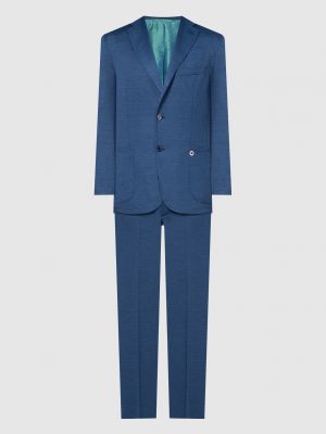 Синий шелковый шерстяной костюм Stefano Ricci