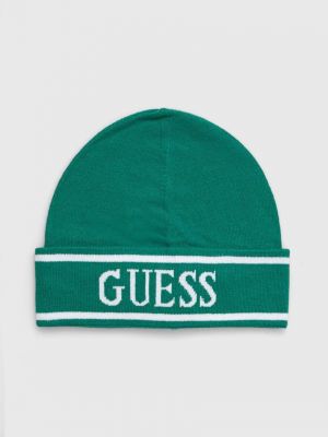 Dzianinowa czapka Guess zielona