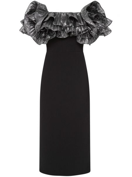 Коктейлна рокля с волани Rebecca Vallance черно