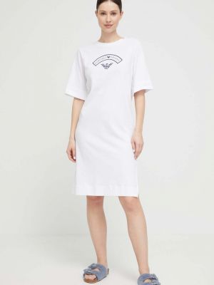 Памучна рокля Emporio Armani Underwear бяло