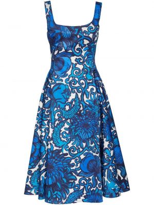 Midi šaty s potiskem La Doublej modré