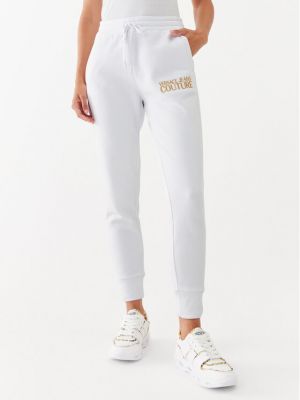 Priliehavé teplákové nohavice Versace Jeans Couture biela