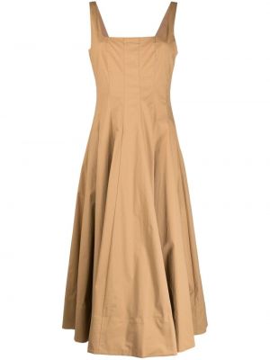 Sukienka midi plisowana Staud brązowa