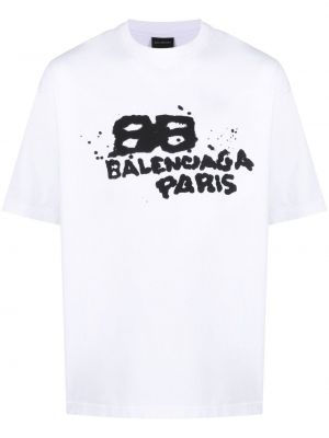 Raštuotas marškinėliai Balenciaga balta