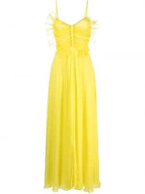 Μεταξωτή βραδινό φόρεμα από κρεπ Blugirl κίτρινο