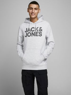 Džemperis ar kapuci Jack & Jones pelēks